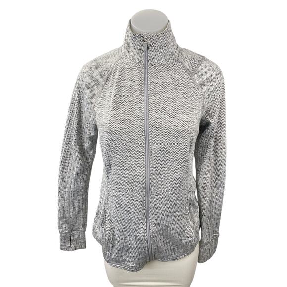 Old Navy Tops - Old Navy Active Women's Gray Chevron Long Sleeve Full Zip Athletic Jacket Size M